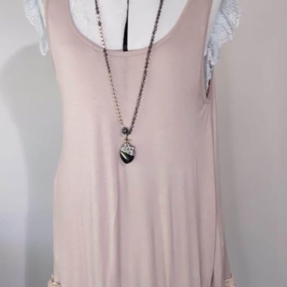 Medium Lace Easel Brown With laced Bottom Dress Tunic Layer It 32” Length C4073 - Picture 1 of 5